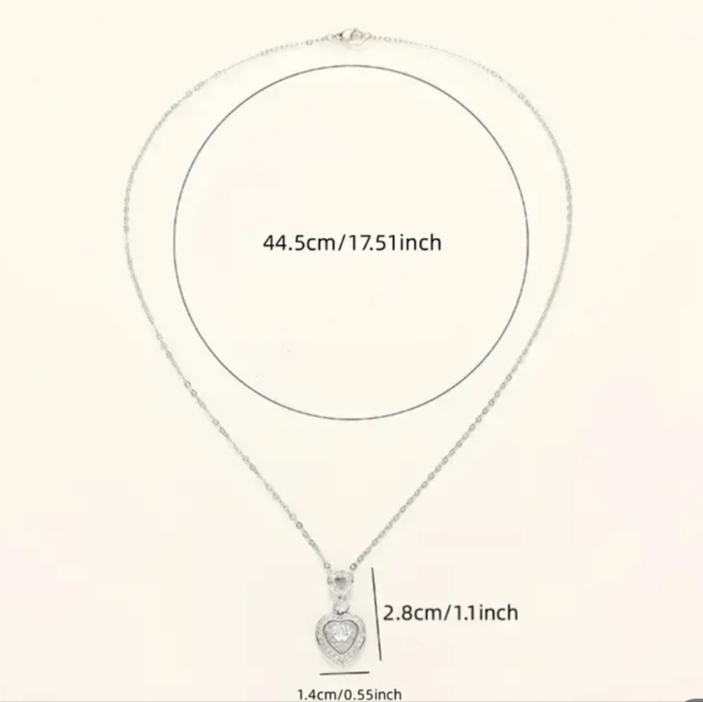 Sliver heart diamond necklace - Picture 4 of 4